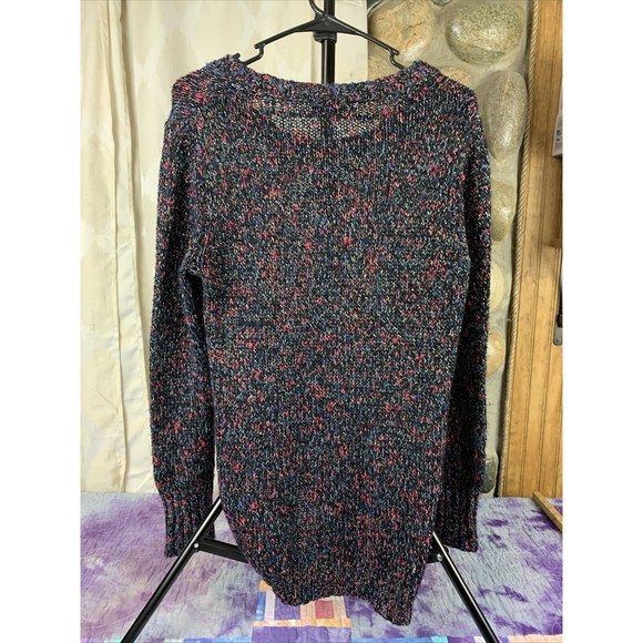 Como Black Womens Large Knit Sweater Size Large Metallic Pink Blue Wide Neck - Picture 4 of 7